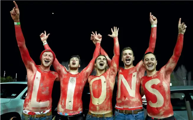  ?? PHOTO: GETTY IMAGES ?? British and Irish Lions fans are in good spirits after notching up victories against the New Zealand Provincial Barbarians, Crusaders, New Zealand Maoriand the Chiefs.