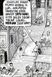  ??  ?? a cartoon strip depicting ‘social distancing’ in an old kampung house during hari Raya.