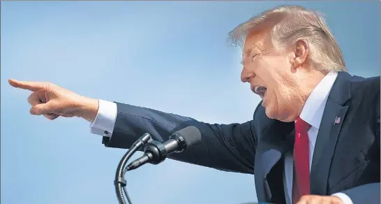  ?? AFP ?? US President Donald Trump speaks during a campaign rally at an airport in Ocala, Florida.