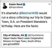  ??  ?? Hizzoner was hoppin’ mad that WSB played its story about first-class travel to Cape Town on Nelson Mandela’s birthday. Of course, the station ran the story after waiting almost three months for travel records.