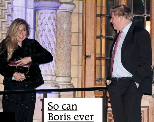  ??  ?? Above: Boris with former Tory aide Carrie Symonds. Below: in front of No.10 Downing Street