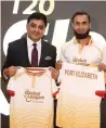  ?? Supplied photo ?? Imran Tahir and Ajay Sethi during the T20 Global League launch. —