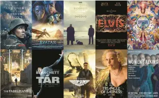  ?? ?? The above images showcase the promotiona­l art for the 10 Oscar nominees for best picture.