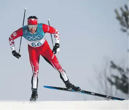  ?? CLIVE MASON/GETTY IMAGES ?? Cross-country skier Alex Harvey of Saint-Ferréol-les-Neiges, Que., placed seventh in the men’s 15-kilometre freestyle men’s event. “We did everything we could,” Harvey said about the result. “That was a good race.”