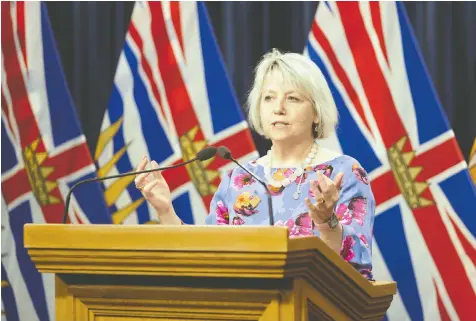  ?? — FELIPE FITTIPALDI/GOVERNMENT OF B.C. ?? Provincial health officer Dr. Bonnie Henry released figures on health-care worker vaccinatio­ns Tuesday. She says the province is working on how to balance privacy with patient safety.