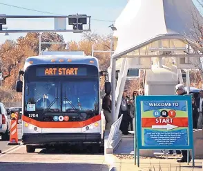  ??  ?? A new electric bus debuts Nov. 25, 2017 at the BioPark stop.