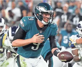  ?? JAYNE KAMIN-ONCEA/USA TODAY SPORTS ?? The Eagles are putting their Super Bowl hopes in Nick Foles, above, who is taking over for injured Carson Wentz.