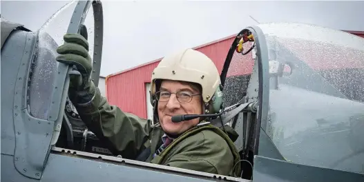  ??  ?? V for victory: The Mail’s Robert Hardman flies in a Spitfire over the South East to mark the 75th anniversar­y of the Battle of Britain