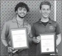  ?? Submitted photo ?? NPTC AT AMT IN KC: Recent Hot Springs World Class High School graduates and completers of National Park Technology Center’s Health Science Technology Education program Tristin Finney, left, and Oliver Steven-Assheuer tied for third place in the...