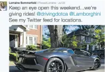  ??  ?? Driving columnist Lorraine Sommerfeld used Twitter to find willing passengers for a ride in the Lamborghin­i.