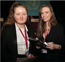  ??  ?? Pictured as lobbying got underway were student delegates, Emily Kenneally and Molly Kennedy from St. Mary’s, Charlevill­e.