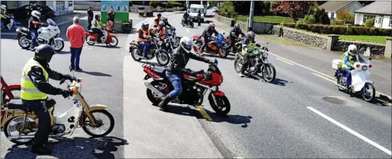  ??  ?? Action from Ox Mountain Honda Club’s annual run in aid of Crumlin Childrens Hospital.