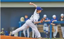  ?? STAFF PHOTO BY DOUG STRICKLAND ?? Ringgold’s Wyatt Tennant pitches during Friday’s Region 6-AAA game against Bremen in Ringgold, Ga. Tennant allowed three hits and struck out six batters in five innings as the Tigers won 9-6.