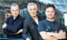  ??  ?? Three’s a crowd: Gary and Martin Kemp with Rhys Thomas