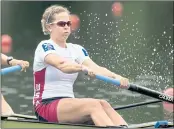  ?? URS FLUEELER — KEYSTONE ?? Grace Luczak, right, of the United States, competes at the Women’s Pair Final race at the Rowing World Cup on Lake Rotsee in Lucerne, Switzerlan­d.