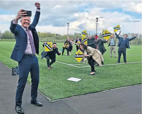  ??  ?? JOYFUL: Willie Rennie believes his positive message struck a chord with voters in the North East Fife constituen­cy.