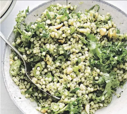  ?? JOSEPH DE LEO/ARTISAN BOOKS ?? Of her couscous and spring allium mix, chef Ilene Rosen says that her “favourite members of the onion family get together — all at their spring best.”