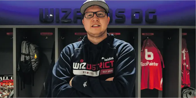  ?? RICKY CARIOTI / THE WASHINGTON POST ?? Austin Painter, 24, left a job at the State Department to become a profession­al gamer for Wizards District Gaming of the NBA 2K League.