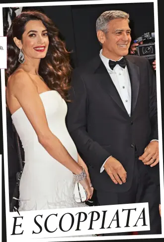  ??  ?? AMAL CLOONEY L’avvocato (39, in Atelier Versace) con il marito George (55), sul red carpet dei César, a Parigi. La coppia è in attesa di una femmina e di un maschio che nasceranno a fine primavera.