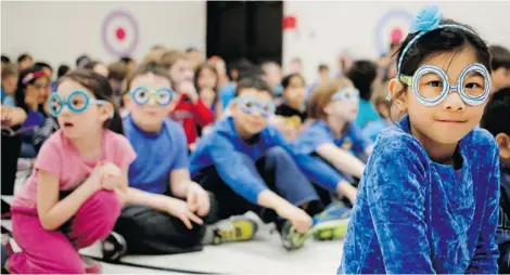  ?? ALLEN MCINNIS/ THE GAZETTE ?? Abigail Law, a Grade 2 student at Thorndale Elementary School, takes part in the Autism Awareness campaign Wednesday that managed to raise $1,152.