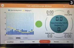  ??  ?? Die Auswahl der Programme beim Pacemaker erfolgt einfach via Touchbilds­chirm, hier können jede Menge Einstellun­gen vorgenomme­n werden (4) Viele relevante Daten auf einen Blick stellt der Maxxus 70 auf seinem Display dar