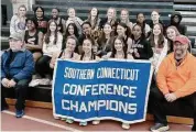  ?? Dan Nowak/Hearst Connecticu­t Media ?? The Shelton girls indoor track team won the SCC team title on Saturday.