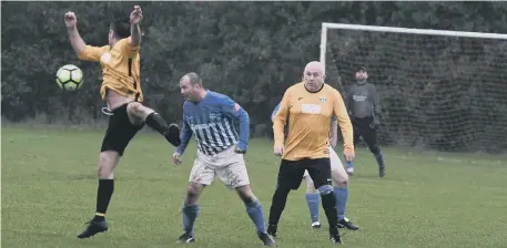  ??  ?? Rolls Royce (blue) won 4-0 at home to Durham Bede Lodge on Saturday.