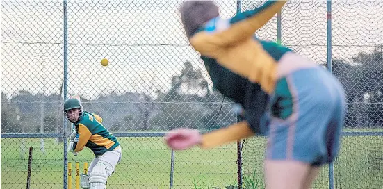  ??  ?? Liam Serong is one player that coach Damon Healy is excited to see take the next step, as he bowls to one of Hallora’s premier batsman, Fraser Duncan during their light training session.