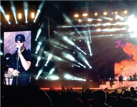  ?? Spanish superstar Enrique Iglesias performs at the launch of a three-day festival of music, culture and motorsport on Thursday in Ad Diriyah, near Riyadh. ??