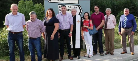  ??  ?? Pictured at the Official Opening and Blessing of the new Footpath in Rockchapel are Neily Curtin, Chairman of Rockchapel Community Council, Trevor McCarthy, Knockacumm­er Wind Farm, Liz Casey, Brookfield Renewable, Councillor John Paul O’ Shea, Fr....