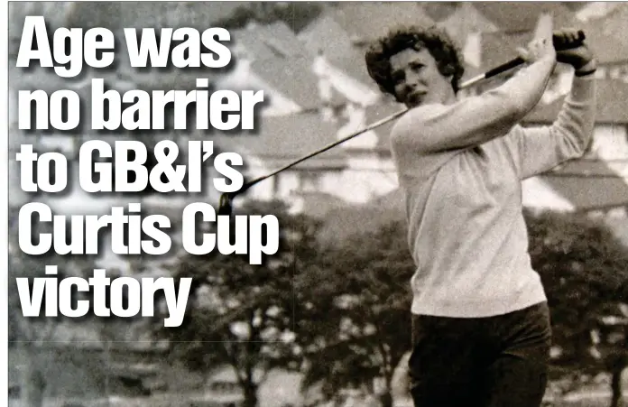  ?? ?? Belle Robertson takes a swing in he heyday, the Scot a member of the GB&I Curtis Cup team that managed to win the title against America back in 1986