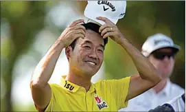  ?? LM OTERO / AP ?? Kevin Na stands at the tee box on the third hole during the second round of the Charles Schwab Challenge golf tournament at the Colonial Country Club on May 27 in Fort Worth, Texas.