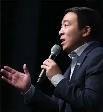  ?? MARY ALTAFFER — ASSOCIATED PRESS ?? Former Democratic presidenti­al candidate Andrew Yang is one of the founders of a new political party for the American middle. ExRepublic­ans Christine Todd Whitman and David Jolly are also involved.