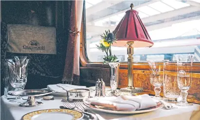 ??  ?? Enjoy a luxurious festive setting and fine food on the Northern Belle train, with boarding available from Glasgow or Edinburgh