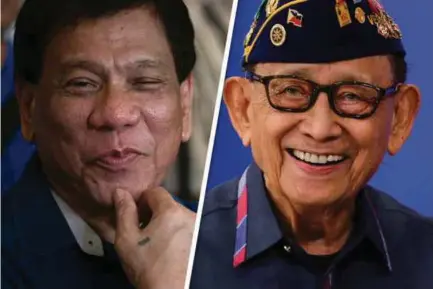  ?? PIC BY REUTERS ?? Philippine President Rodrigo Duterte (left) and former president Fidel Ramos. They have grown cold towards each other.