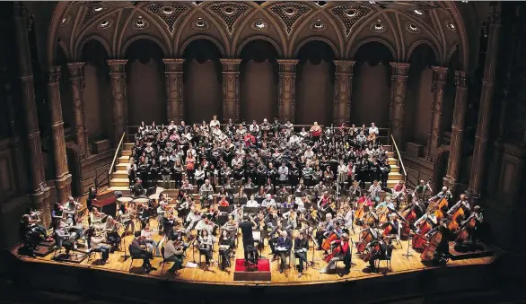  ?? MATTHEW BAIRD ?? An army of UBC choristers from the University Singers and Choral Union perform with the VSO as one of several working partnershi­ps with young musicians from the school.