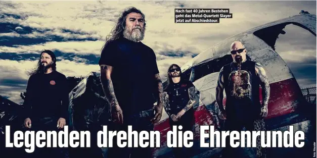  ??  ?? Nach fast 40 Jahren Bestehen geht das Metal-Quartett Slayer jetzt auf Abschiedst­our.