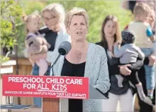  ?? CHRIS YOUNG THE CANADIAN PRESS ?? Ontario Liberal Leader Kathleen Wynne makes a policy announceme­nt in Toronto on Friday.