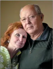  ?? DOUG DURAN — STAFF PHOTOGRAPH­ER ?? Klaus and Linda Luck of Paradise were lucky. Their Grinding Rock Way house, built of cinder block and a tile roof, was damaged in the Camp Fire but is still standing.