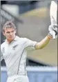  ??  ?? New Zealand's Tom Latham walks back after scoring 177 against Bangladesh. AFP