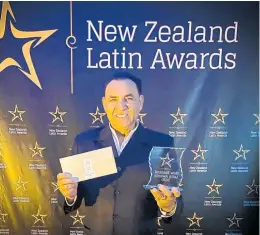  ?? PHOTO/ SUPPLIED ?? Eduardodia­z took the award as New Zealand’s Best Latin American Singer 2020 at thenew Zealand Latin Awards.