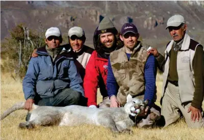  ?? CRISTIÁN SAUCEDO ?? Above / Arriba: Cristián Saucedo (in the center) and the Conservati­on Patagonica puma team. Cristián Saucedo (en el centro) y el equipo de investigac­ión de pumas de Conservaci­ón Patagónica.