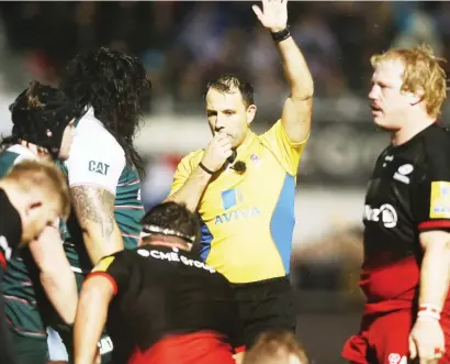  ?? PICTURE: Getty Images ?? Top whistler: Greg Garner taking charge of Saracens v Leicester