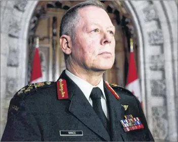  ?? CP FILE PHOTO ?? Chief of Defence Staff Jonathan Vance takes part in a press conference in the foyer of the House of Commons on Parliament Hill in Ottawa last March.