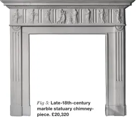 ??  ?? Fig 5: Late-18th-century marble statuary chimneypie­ce. £20,320