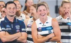  ?? Picture: MIKE DUGDALE ?? ALL SMILES: Geelong coach Paul Hood and captain Melissa Hickey are ready for the 2020 season.