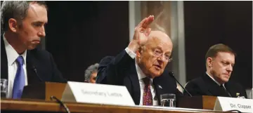  ?? (Kevin Lamarque/Reuters) ?? JAMES CLAPPER, US director of national intelligen­ce, appears before the Senate Armed Services Committee yesterday on Capitol Hill in Washington.