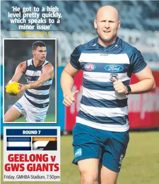  ??  ?? ALMOST READY: Gary Ablett runs laps at GMHBA Stadium. INSET: Brandan Parfitt.