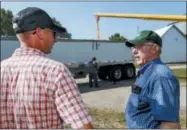  ?? NATI HARNIK — THE ASSOCIATED PRESS ?? Farmer Don Bloss, right, talks to his son Mark as a grain truck is being loaded with corn in Pawnee City, Neb.