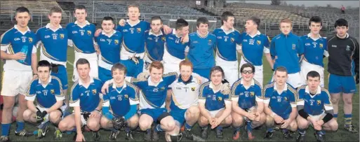  ??  ?? The Coláiste Bhride Carnew team who won the Wicklow Senior Schools final in Aughrim by beating Pres Bray. Photo: Garry O’Neill.